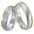 Contemporary Two Tone Flat Comfort Fit Wedding Band Set